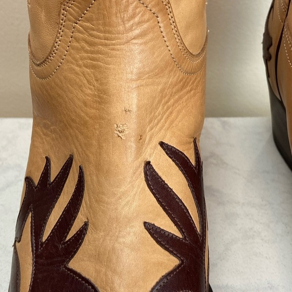 Vintage Charlie Horse by Lucchese Western Flame Two Tone Leather Cowboy Boots 8 - Picture 5 of 15